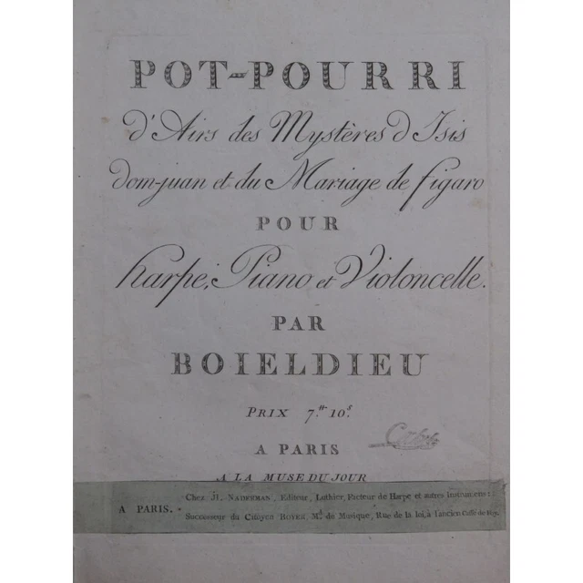 BOIELDIEU Adrien Pot-Pourri Isis Dom Juan Figaro Harpe ca1800