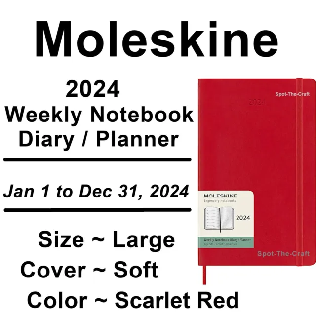 Moleskine 2024 Weekly Notebook Planner Large Soft Cover Scarlet Red
