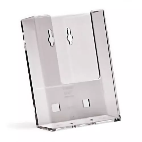 CLEAR PLASTIC LEAFLET HOLDER FLYER DISPLAY WALL MOUNT 1/3RD A4 DL x 1 MENU SIZE