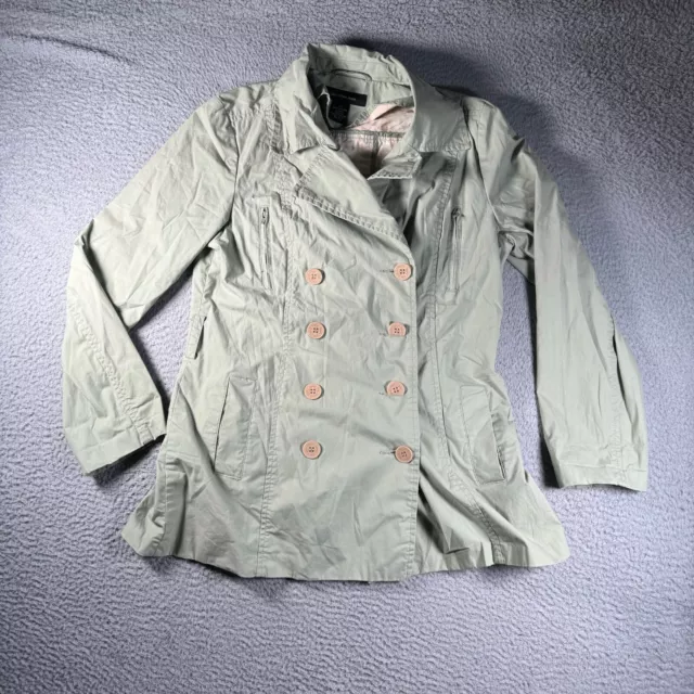 Calvin Klein Jacket Womens Large Mint Green Double Breasted Button Up Rain Coat