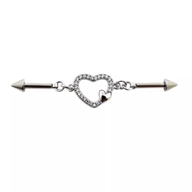 PTOP 14g Heart Arrow Industrial Barbell Cartilage Earring Piercing Jewelry 38mm