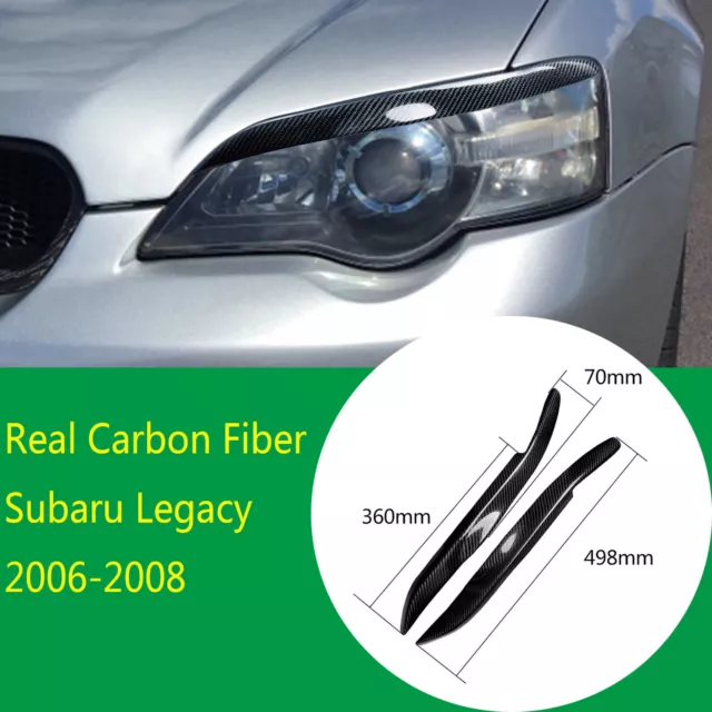 Real Carbon Fiber Headlight Eyebrow Eyelid Trim Fit For Subaru Legacy 2006-2008