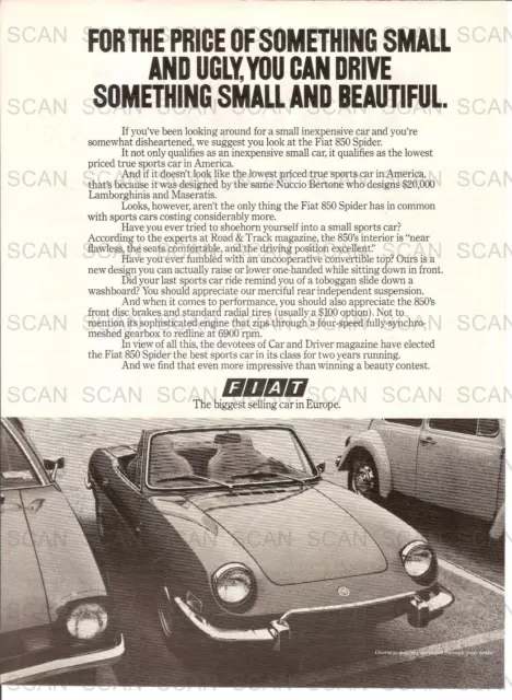 1973 Fiat Vintage Magazine Ad 850 Spider