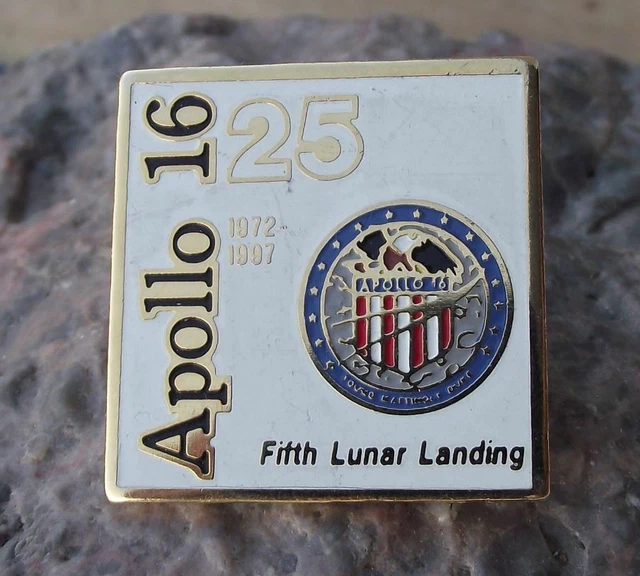 1997 NASA Apollo 16 25th Anniversary of Fifth Moon Landing Space Tie Pin Badge