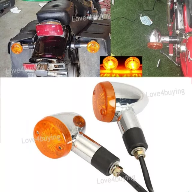 2pc For Honda Shadow Spirit 1100 750 / VT500 Motorcycle Amber Turn Signal Lights