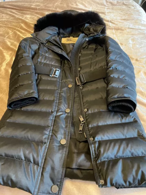 Burberry Down Filled Coat with Fox Fur Hood (size uk 6, xs)