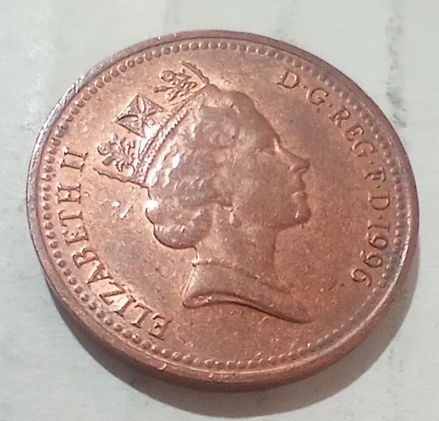 British One Penny 1996 Coin Pence Cent UK GB Queen Elizabeth II 1 P