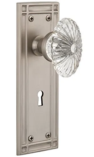 Nostalgic Warehouse Mission Plate with Keyhole Oval Fluted Crystal Glass Knob