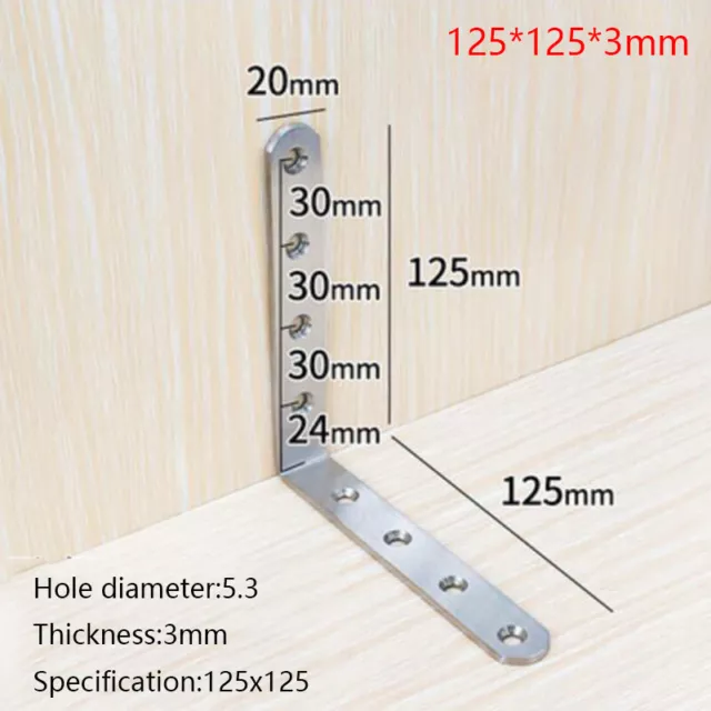 Corner Braces Brackets 90° Right Angle L Shape Stainless Steel Brace Bracket New