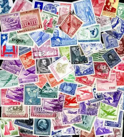 Chili - Chile 600 timbres différents oblitérés