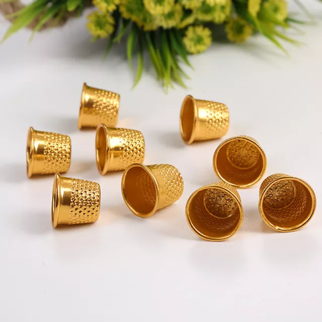 10pc Gold Finger Thimble Sewing Grip Finger Metal Shield Protectors Pin Need_YB 2