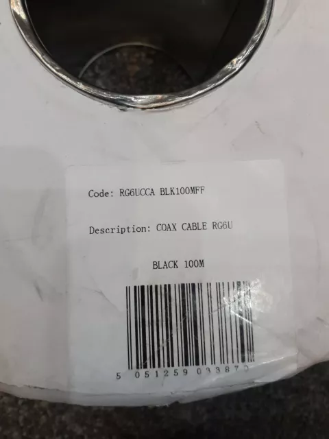 RG6U Coaxial Cable Black 100m Brand New