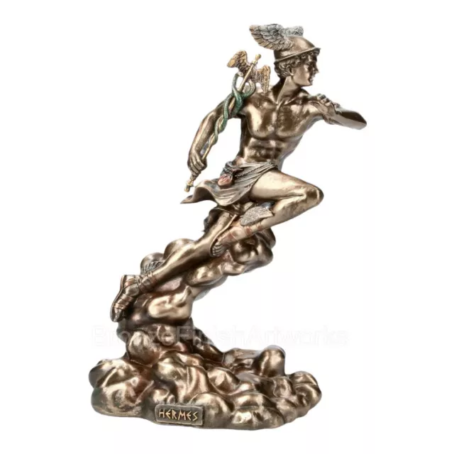 Hermes Merkur griechisch römisch Gott Bote Statue Skulptur kalt gegossen Bronze