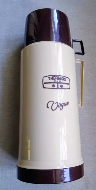 Thermos Vogue Vintage Vacuum Flask Beige/Brown 1L Camping, Picnic, Caravan