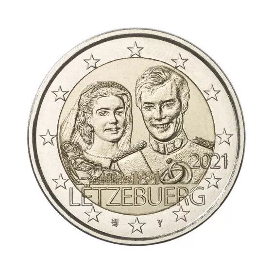2€ Luxembourg 2021. 40 ans mariage du Duc Henry. Unc. Qualité Relief