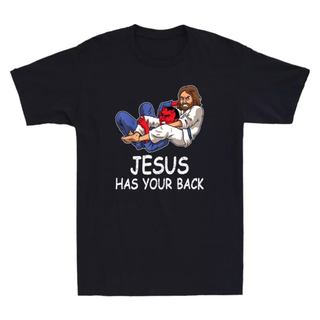 Jiu Jitsu Jesus Has Your Back Funny Brazilian Jiujitsu Meme Retro Men's T-Shirt
