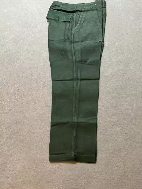 Vintage Sateen Baker Pants Military US Army Vietnam War 60s 70s OG-107  32x30