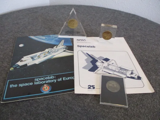 Nasa Msfc Space Shuttle Esa/Spacelab Coins-2 Flown+2 Publications/1 Unflown Coin