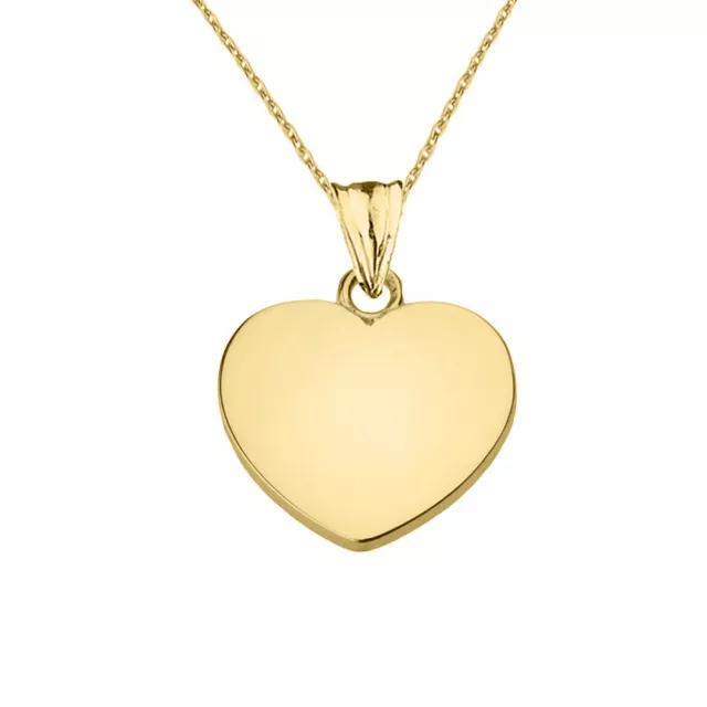 Solid Yellow Gold 14K Simple Heart Pendant Necklace