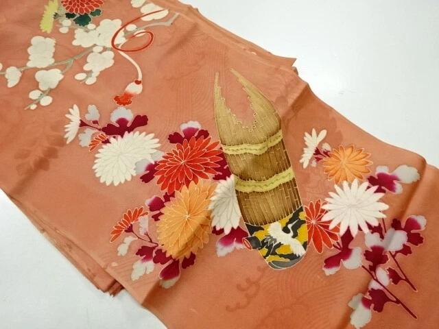 40603# Japanese Kimono / Araihari For Kimono / Flowers & Musical Instruments