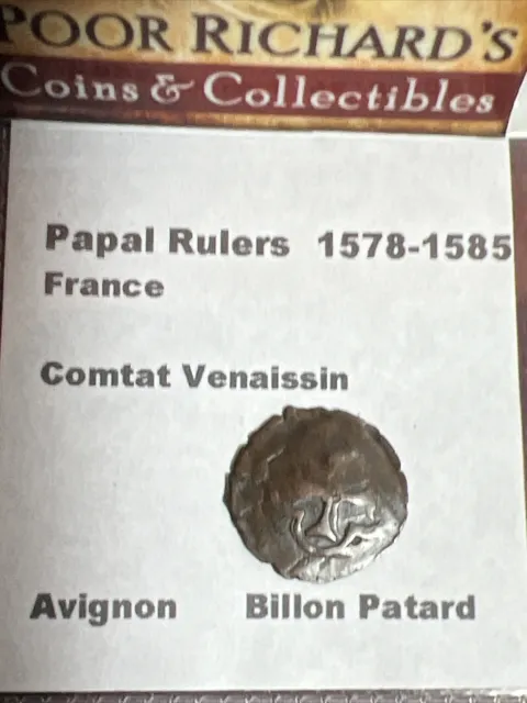 Papal Rulers. France Comtat Venaissin 1578-1585 Billon Patard Avignon 15mm M1428