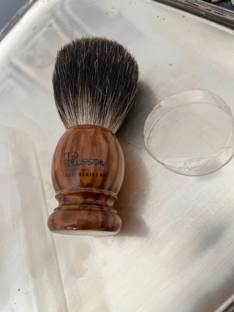 Superbe Blaireau de Rasage Manche Bois plisson paris