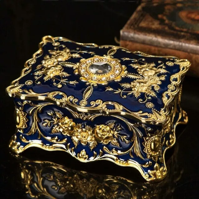 Blue Tin Alloy  Rectangle  Music Box   ♫   Ode To Joy   ♫