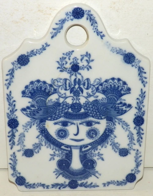 Vintage Artistic Seito Flow Blue Art Tile Trivet Hanging Japan 8" No 800