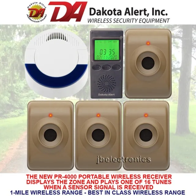 Dakota Alert Dcma-4000+Mtpr-4000 Wireless Motion Detector Alarm - 4 Sensors