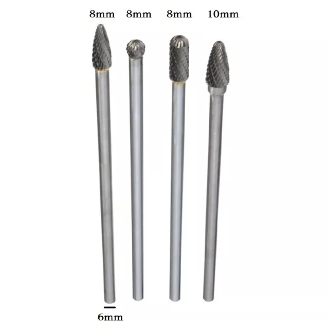 4x Rotary Burr 1/4Inch 6mm Shank 150mm Long Carbide Cutter CNC Engraving Bit New