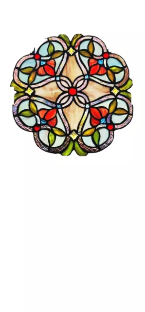 River of Goods Red Flowering Vine Stained Glass Window Panel