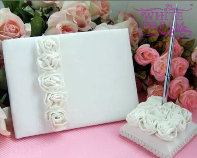 Ivory/White Rose Flower Wedding Guest Book BOXED - Event - WOW 60% OFF!!!