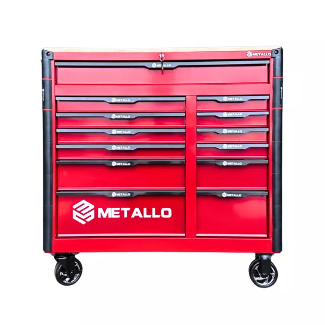 Metallo Jumbo Pro 13 Lades Werkplaatswagen met Houten Werkblad Gereedschapswagen 3