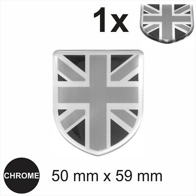 1x Chrome GB Black Union Jack flag UK 3D Domed Car Gel STICKER Resin Decal Badge