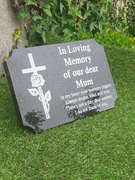 Targa personalizzata in granito nero memoriale tomba targa in pietra cimitero