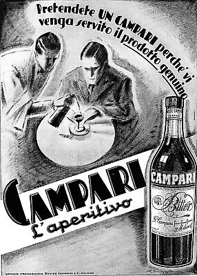 Pubblicita' 1936 Bitter Cordial Campari Muggiani Aperitivo Bar Selz Bottiglia