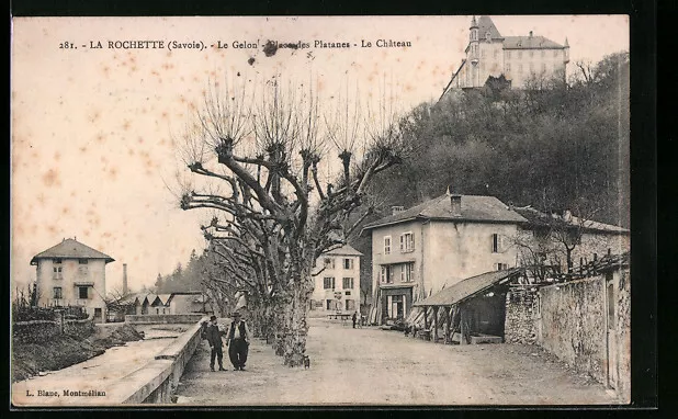 CPA La Rochette, Le Gelon, Place des Platanes, Le Chateau 1916