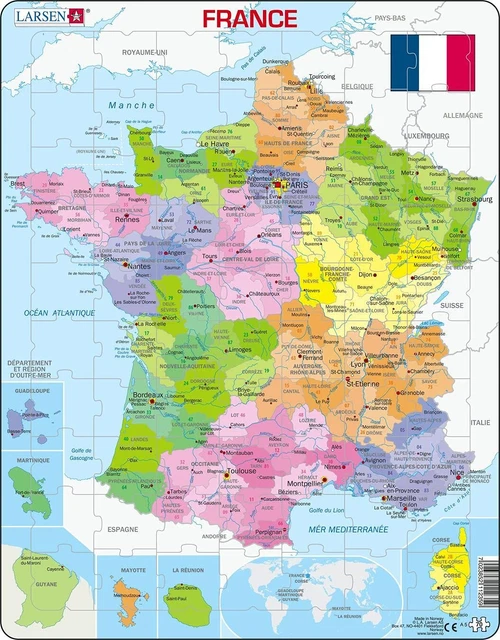 Larsen K1 La mappa politica mondiale, edizione Italiano, Puzzle Incorniciato con 107 pezzi
