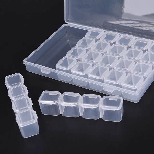 Clear Plastic 28 Slots Nail Art Tools Jewelry Storage Box Case Organizer Bea,hw