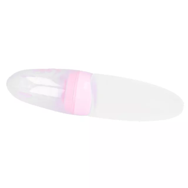 (pink) 02 015 Baby Food Dispensing Spoon Anti Irritant Silicone Squeeze