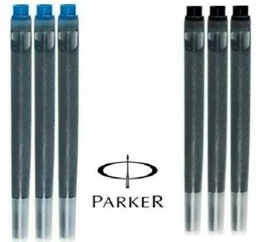 Geniune Parker Quink Ink Fountain Pen Cartridges Black or Blue Refills 2