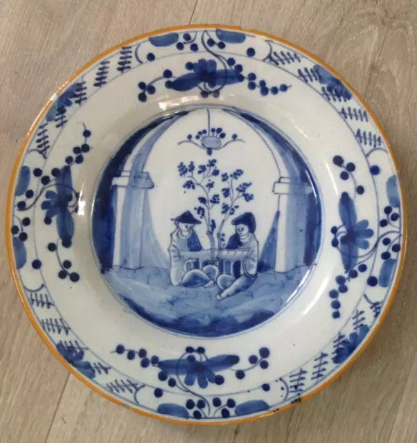 Belle assiette faience XVIII-XIXéme Delft Marque hache chinois