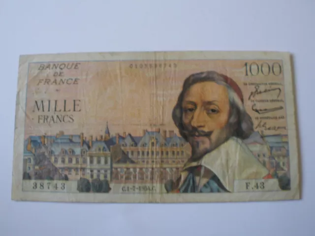 Billet  France 1000 F Richelieu  Fay 42/06