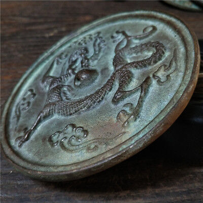 Marked Chinese Dynasty Palace Feng Shui Bronze mirror Auspicious Dragon Statue