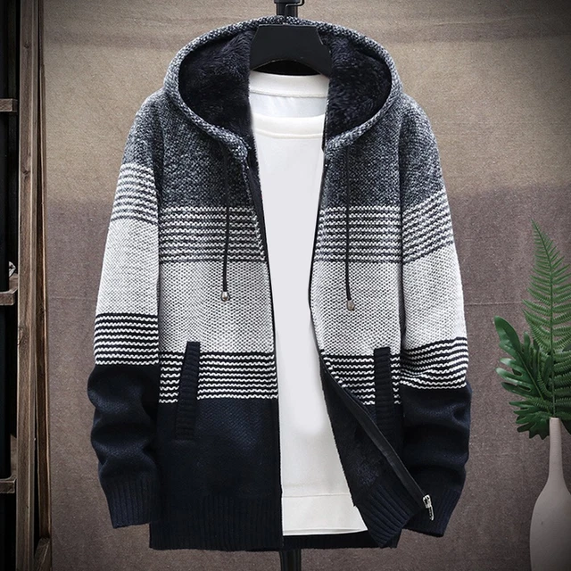 Mens Thick Warm Fleece Lined Hooded Hoodie Winter Zip-Up Coat Jacket Sweatshirt