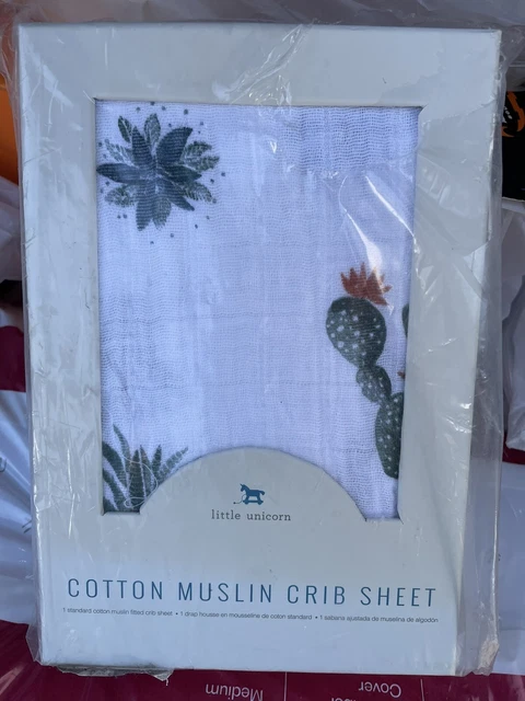 Little Unicorn Muslin Prickle Pots White Crib Sheet Cactus Succulents Baby