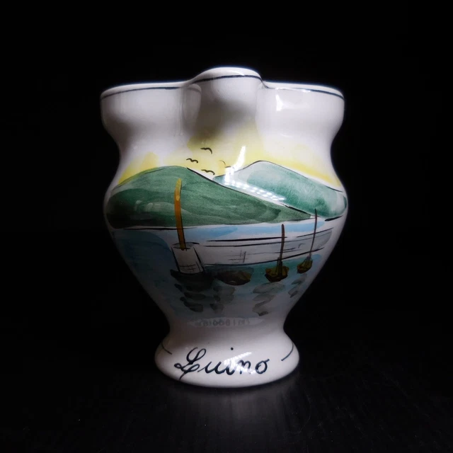 N9161 Céramique porcelaine pichet Luino Italie vintage fait main paysage marin