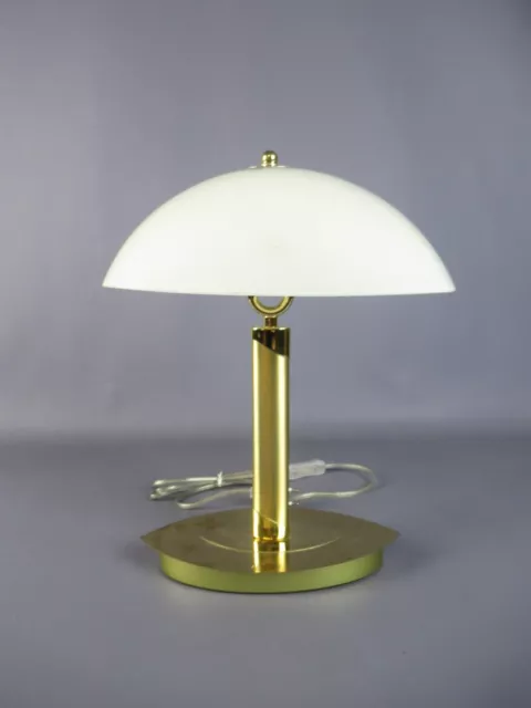 Lampe Table de Chevet À Champignon Ovale Wofi Verre Blanc Mat Laiton Vintage 2