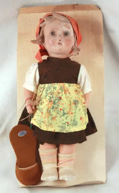 M.I. Hummel Goebel  Vintage GANSE-LIESL 11" Vinyl Doll On Card Wooden Tag