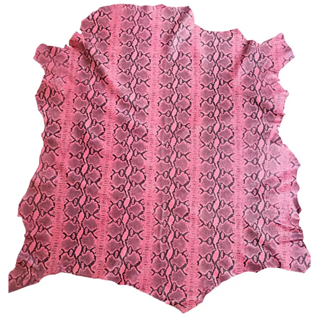 Tela de coser artesanal delgada con estampado de piel de serpiente piel de cuero genuino rosa
